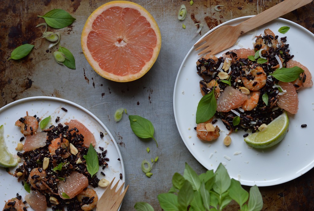 Riz vénéré au lait de coco, crevette et pamplemousse de Floride - Plus une miette dans l'assiette