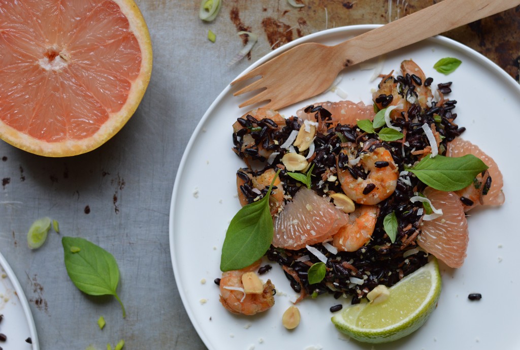 Riz vénéré au lait de coco, crevette et pamplemousse de Floride_Plus une miette dans l'assiette