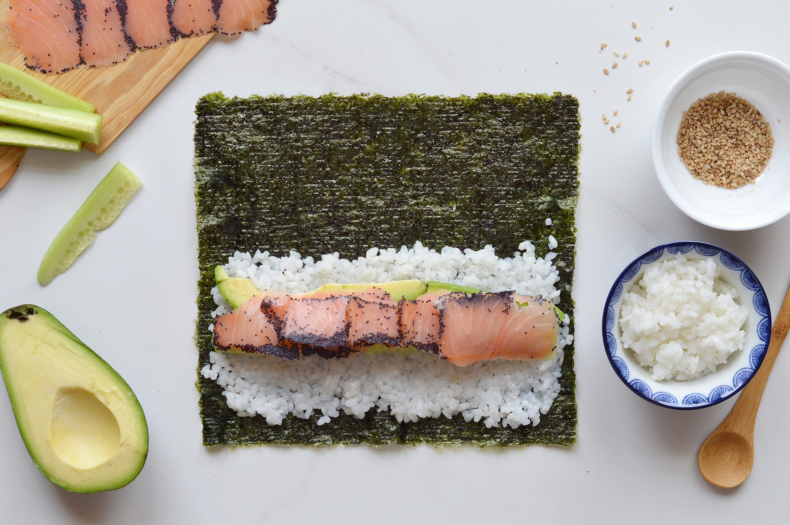 Makis saumon-avocat-concombre - Plus une miette 