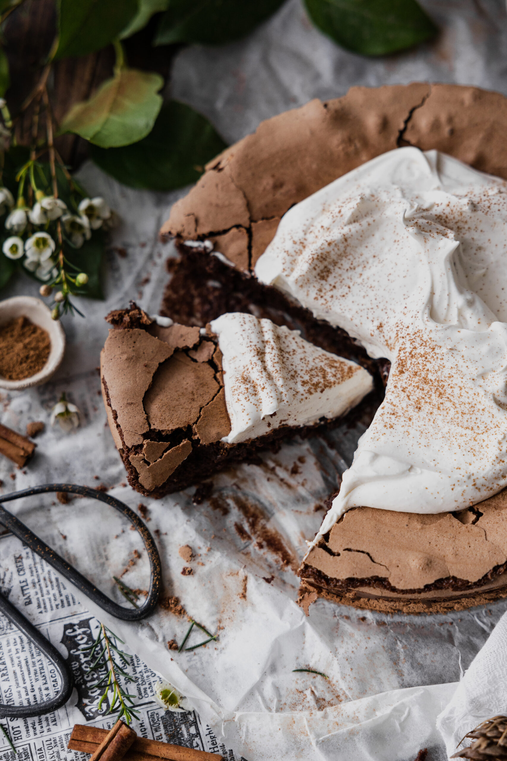 Gateau Nuage au chocolat découpe